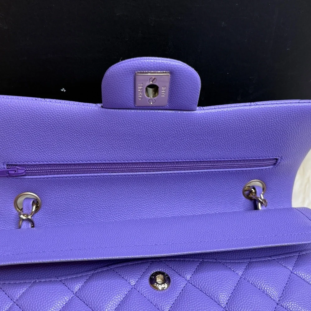 NEW Chanel 20S Lilac Caviar Small Classic Flap Bag Light Gold Hardware RARE